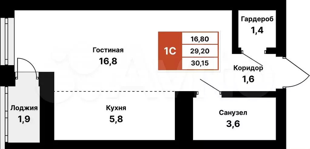 Квартира-студия, 30,2 м, 23/25 эт. - Фото 0