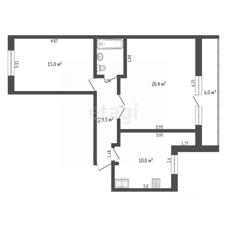 2-к кв. Тюменская область, Тюмень ул. Рационализаторов, 22/1 (65.9 м) - Фото 1