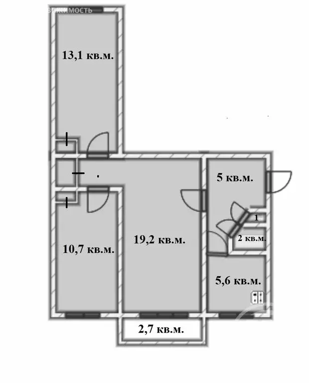 3-комнатная квартира: деревня Гостилицы, Школьная улица, 2 (58.4 м) - Фото 2