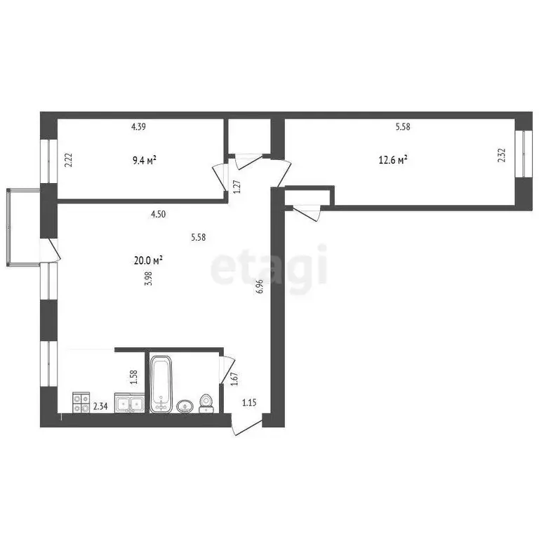 2-комнатная квартира: Тюмень, улица Республики, 86 (57 м) - Фото 0