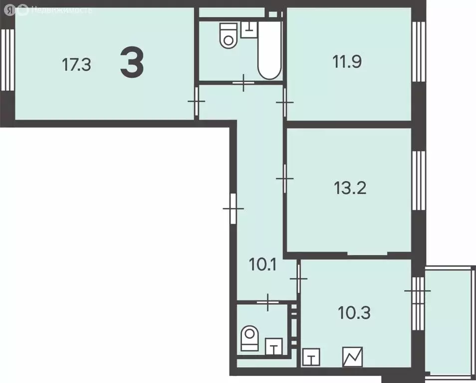 3-комнатная квартира: Москва, Пересветов переулок, 9 (69.4 м) - Фото 0