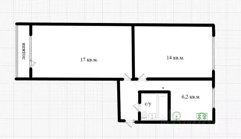 2-к кв. Самарская область, Самара Ставропольская ул., 155Б (47.1 м) - Фото 1
