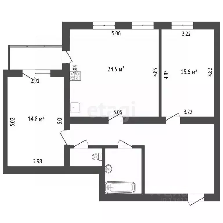 2-к кв. Белгородская область, Белгород ул. Горького, 52б (83.1 м) - Фото 1