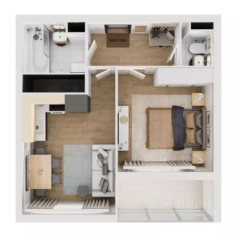 1-к кв. Тверская область, Тверь Южный мкр,  (42.78 м) - Фото 2