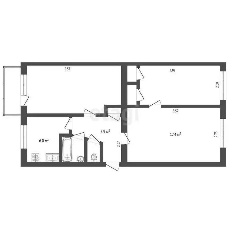 3-комнатная квартира: Вологда, улица Можайского, 60 (60 м) - Фото 0