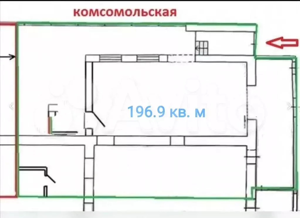 Просторное на Красной линии, 196.9 м - Фото 0