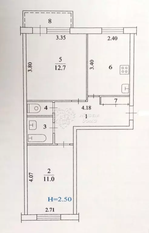 2-к кв. Волгоградская область, Волжский ул. Мира, 67 (42.6 м) - Фото 1