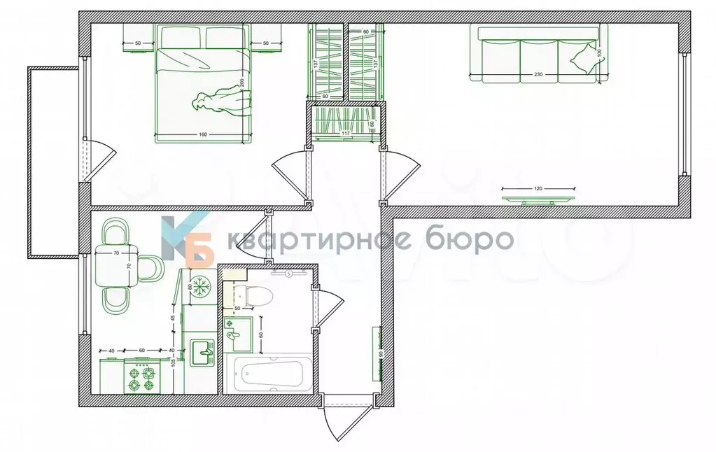 2-к. квартира, 45 м, 5/5 эт. - Фото 0