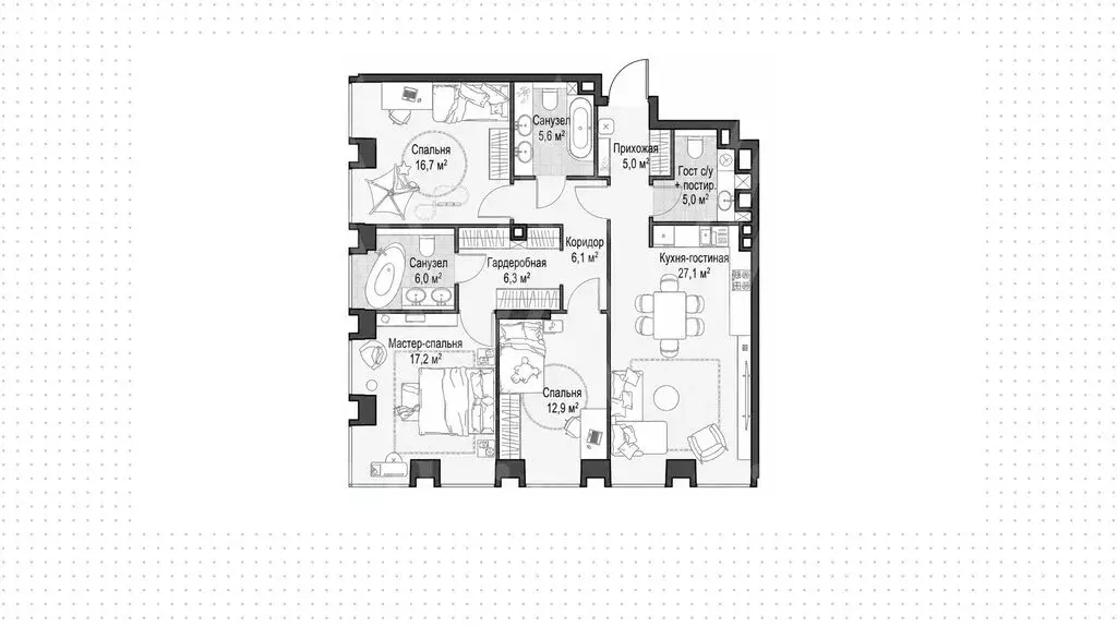 4-комнатная квартира: Москва, улица Сергея Макеева, 11 (108 м) - Фото 1