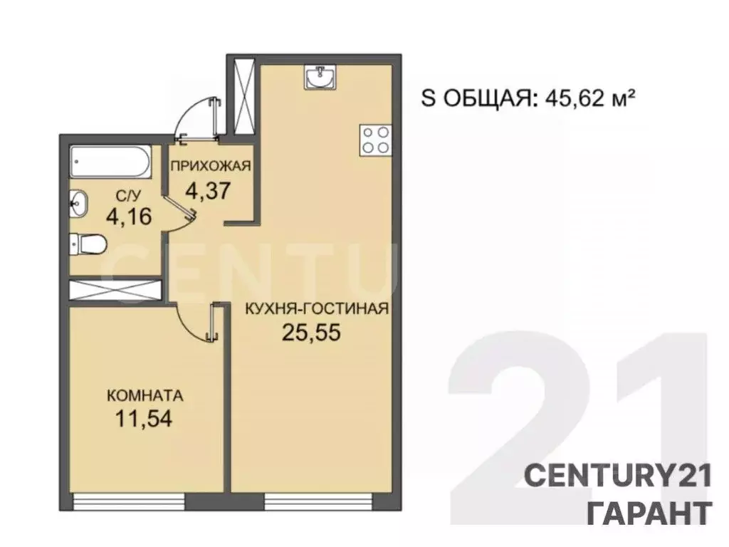1-к кв. Санкт-Петербург просп. Крузенштерна, 13 (46.0 м) - Фото 2