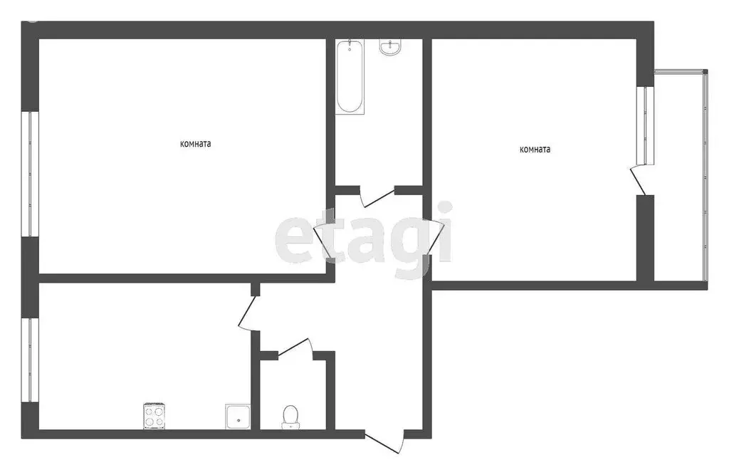 2-комнатная квартира: Тюмень, улица Восстания, 19к3 (57.9 м) - Фото 1