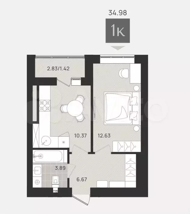 1-к. квартира, 35 м, 7/9 эт. - Фото 1