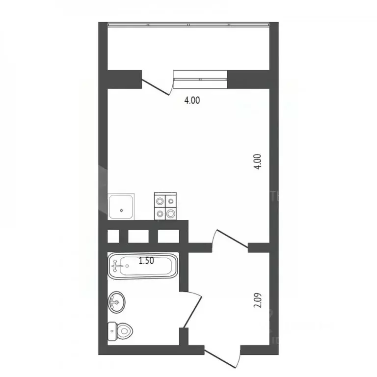 Студия Тюменская область, Тюмень ул. Газопромысловая, 8 (26.0 м) - Фото 1