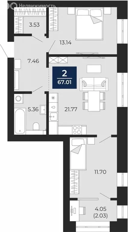 2-комнатная квартира: Новый Уренгой, микрорайон Славянский (67.01 м) - Фото 0