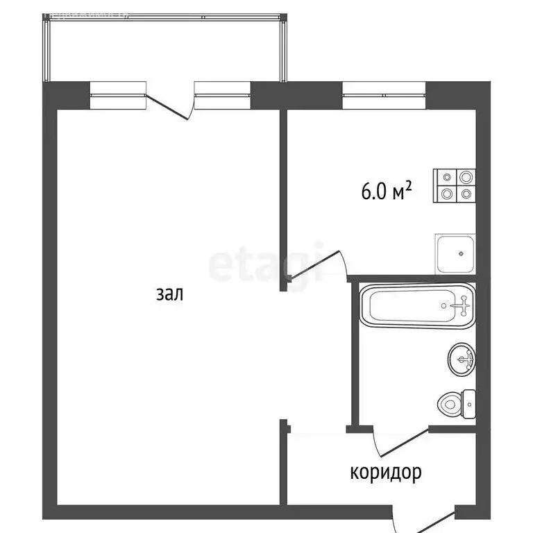 1-комнатная квартира: Комсомольск-на-Амуре, улица Сидоренко, 24к2 (32 ... - Фото 1
