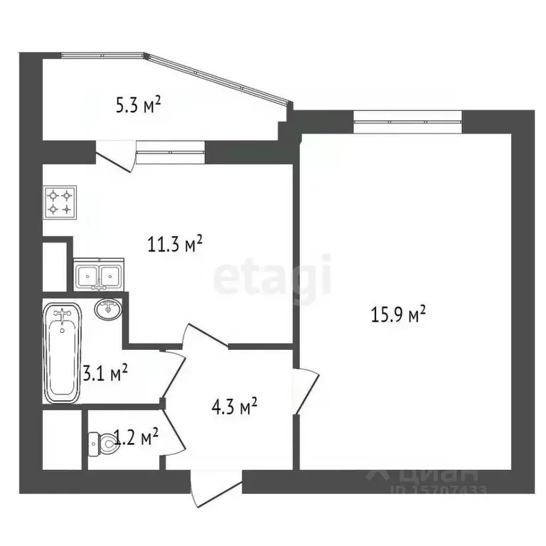 1-к кв. Санкт-Петербург ул. Плесецкая, 16 (36.9 м) - Фото 1