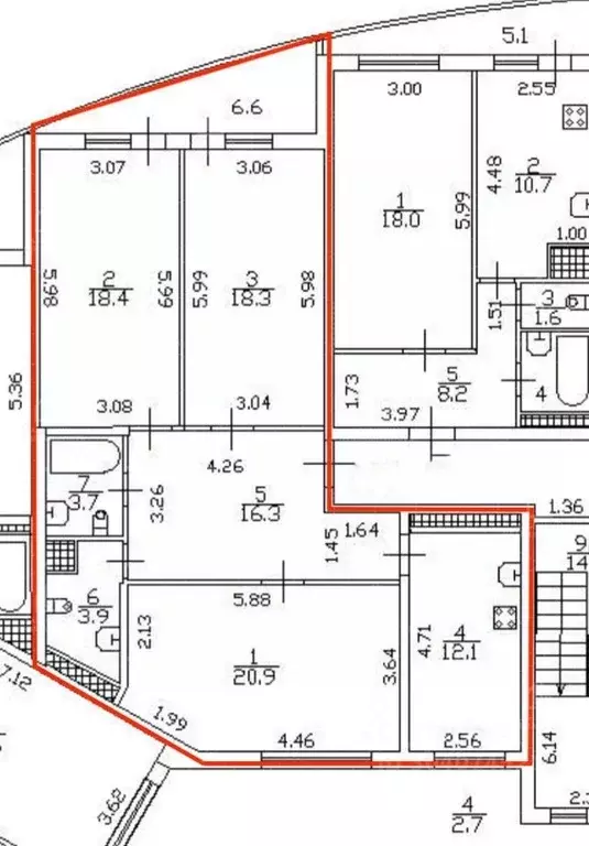 3-к кв. Санкт-Петербург Туристская ул., 11к2 (93.6 м) - Фото 1