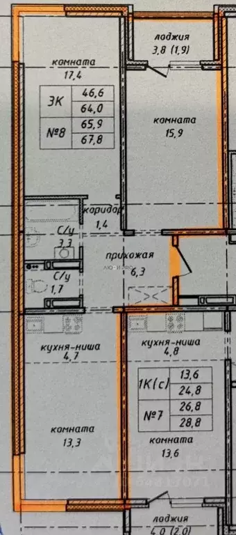 2-к кв. Алтайский край, Барнаул ул. 6-я Нагорная, 15Г/2 (64.1 м) - Фото 2