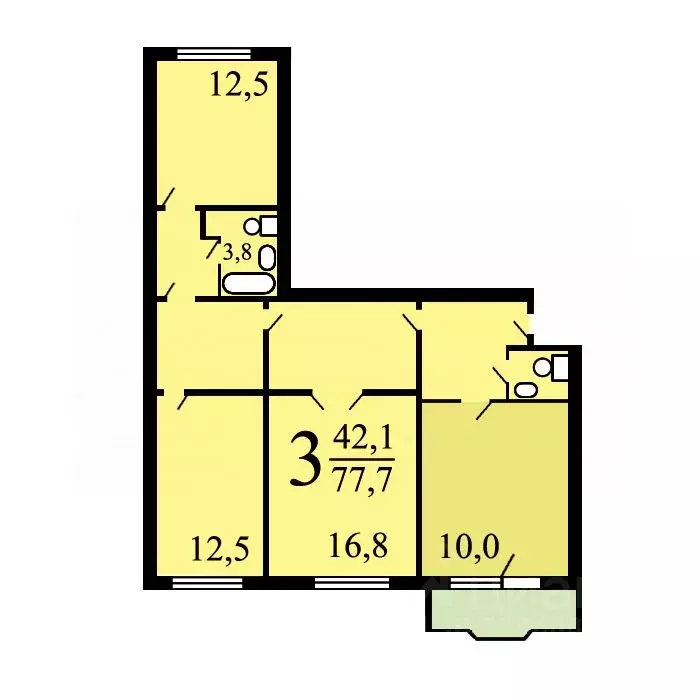 3-к кв. Московская область, Одинцово ул. Чистяковой, 68 (79.0 м) - Фото 1