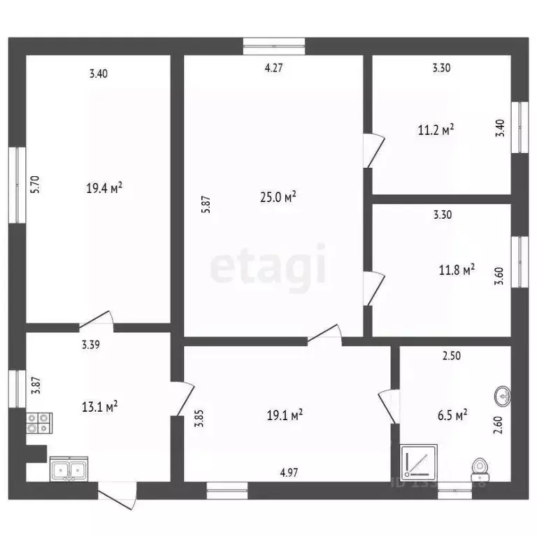 Дом в Омская область, Калачинск ул. Смирнова, 105 (120 м) - Фото 1