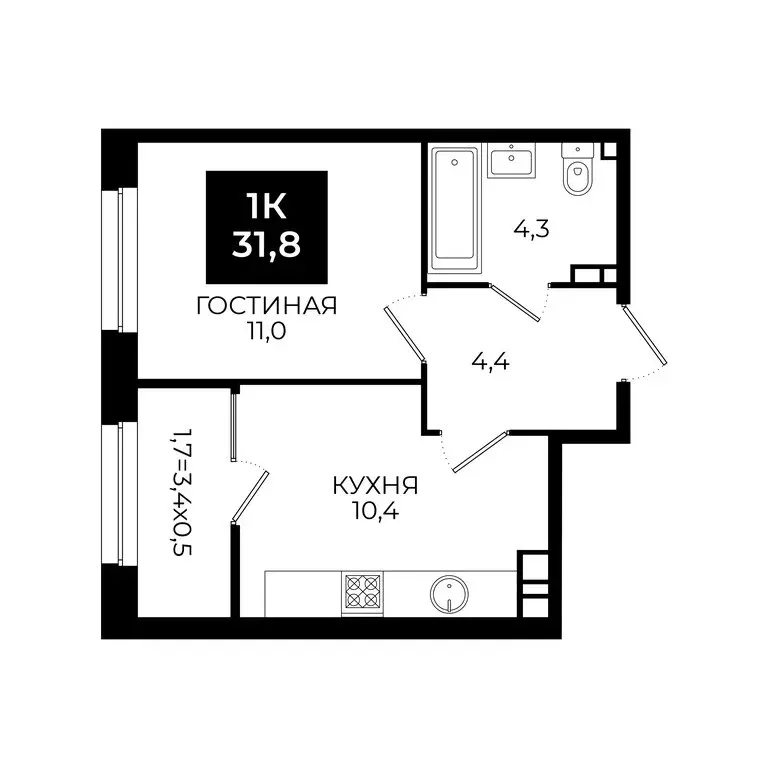 1-комнатная квартира: Ставрополь, улица Южный Обход, 65к1 (31.8 м) - Фото 0