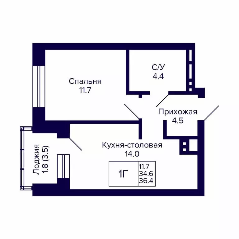 1-комнатная квартира: Новосибирск, 18-й Бронный переулок, 16 (36.4 м) - Фото 0