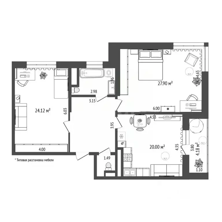 2-к кв. Тюменская область, Тюмень ул. 50 лет Октября, 4 (91.4 м) - Фото 1
