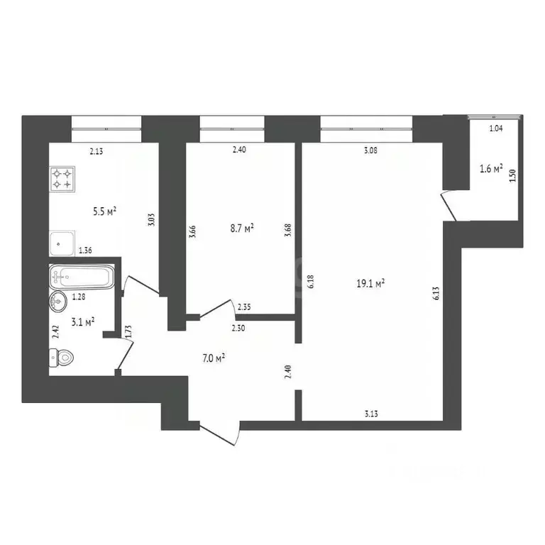 2-к кв. Башкортостан, Стерлитамак просп. Октября, 59 (43.6 м) - Фото 2