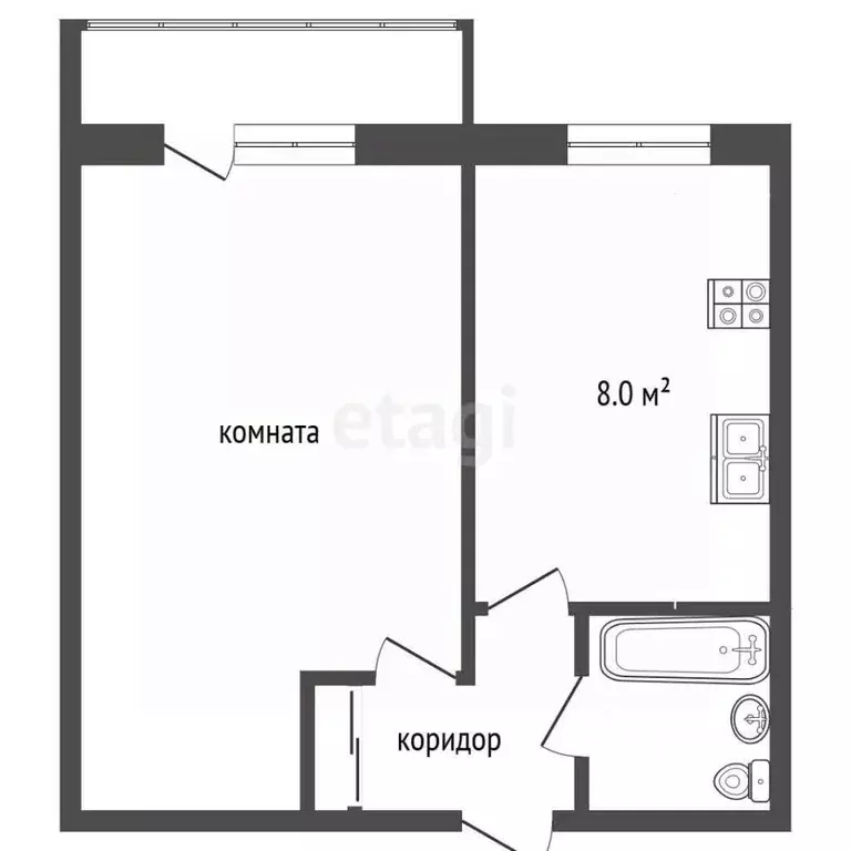 1-к кв. Тверская область, Кимры Ильинское ш., 41 (33.2 м) - Фото 2