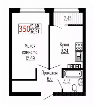 1-к кв. Свердловская область, Екатеринбург ул. Лыжников, 3 (36.7 м) - Фото 1