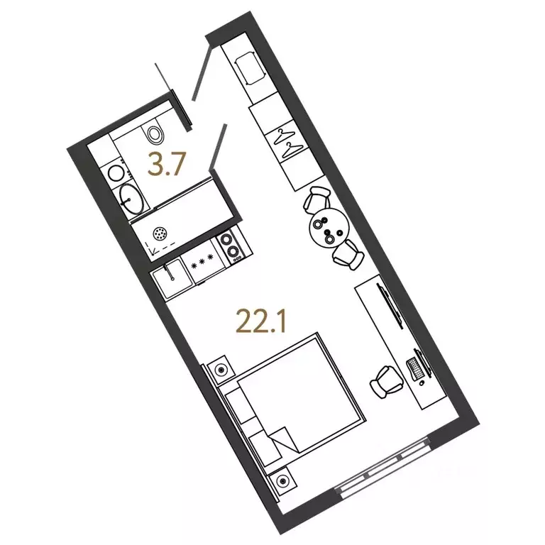 Студия Санкт-Петербург Ташкентская ул., 6к2 (25.8 м) - Фото 0