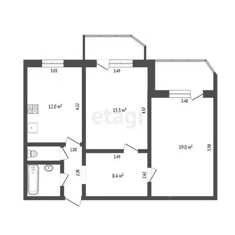 2-к кв. Тюменская область, Тюмень Широтная ул., 130к2 (64.2 м) - Фото 1
