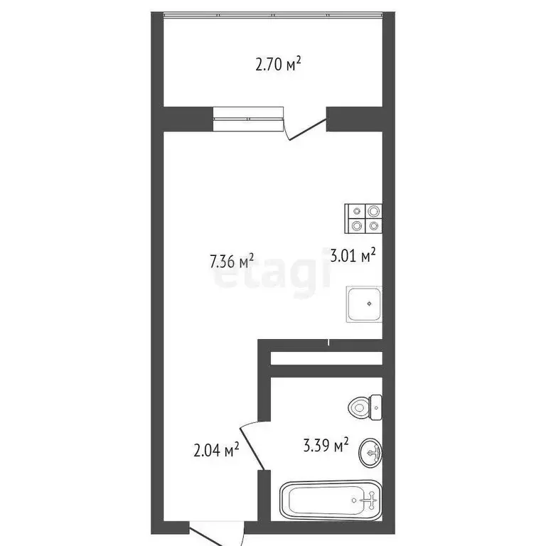 Квартира-студия: Тюмень, улица Новосёлов, 117 (15.8 м) - Фото 0