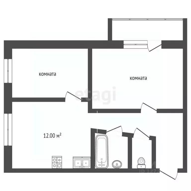 2-к кв. Калужская область, Калуга пос. Резвань, Школьная ул., 11 (42.0 ... - Фото 2