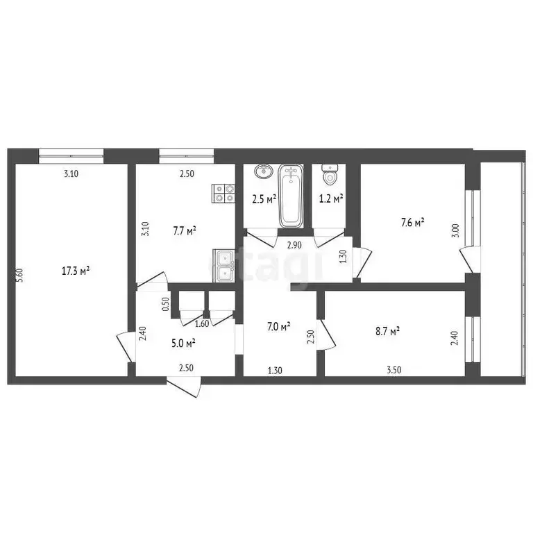 3-комнатная квартира: Выкса, микрорайон Жуковского, 1 (58 м) - Фото 0