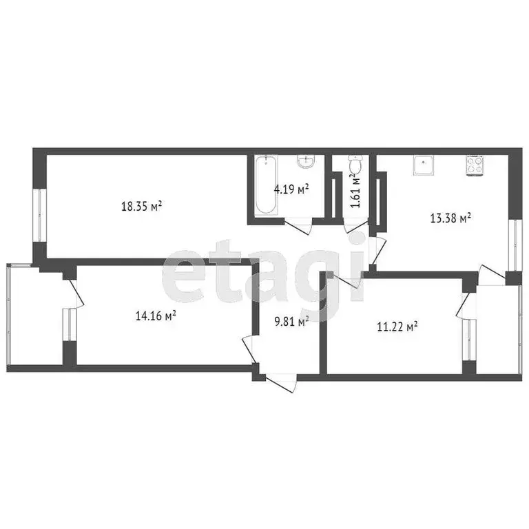 3-комнатная квартира: Севастополь, улица Репина, 1Б/2 (81.4 м) - Фото 0