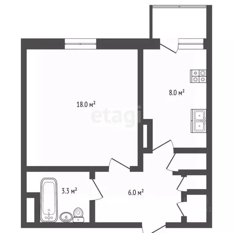 1-к кв. Ямало-Ненецкий АО, Новый Уренгой Восточный мкр, 2/6 (38.5 м) - Фото 2