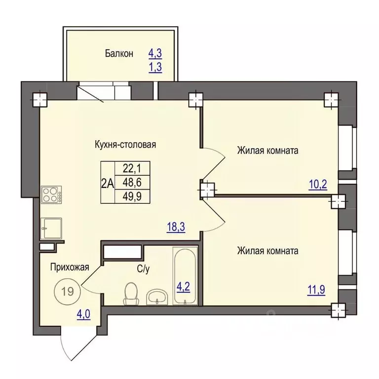 2-к кв. Псковская область, Псковский район, Завеличенская волость, д. ... - Фото 1