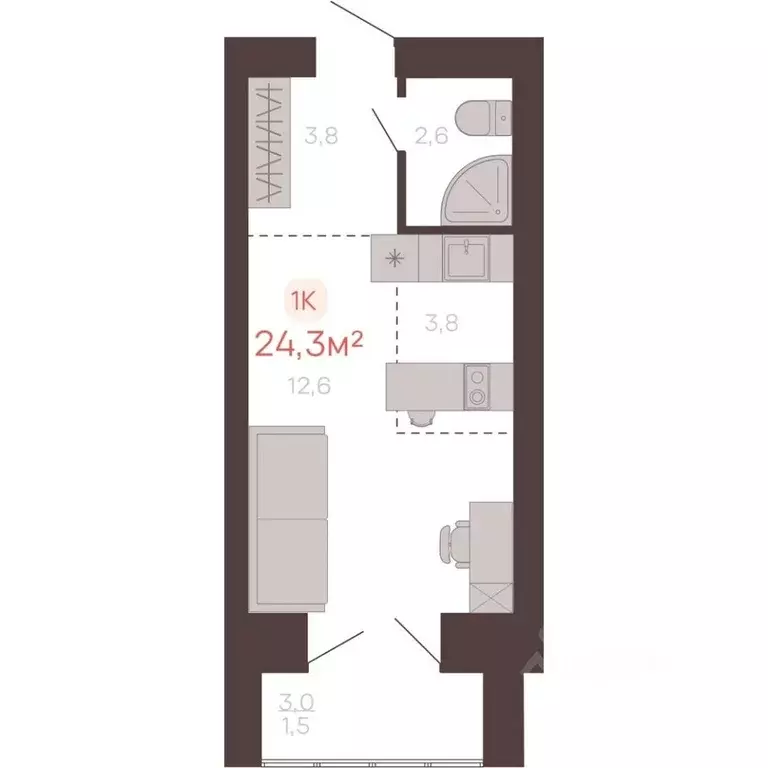 1-к кв. Алтайский край, Новоалтайск ул. Южсиба, 52А (24.3 м) - Фото 1