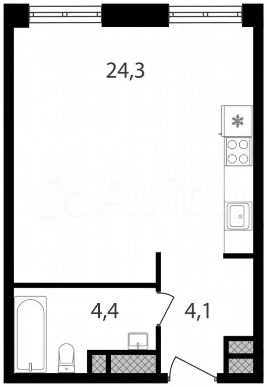 Квартира-студия, 32,8м, 2/30эт. - Фото 0