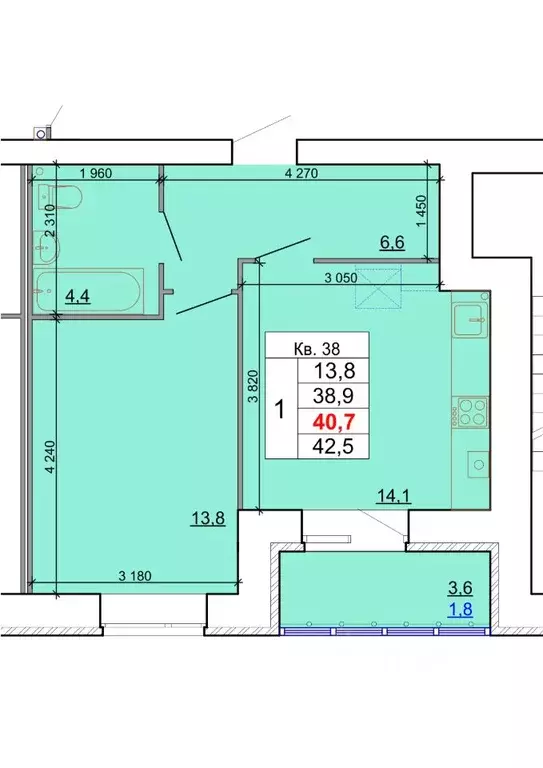 1-к кв. Костромская область, Кострома Кинешемское ш., 88 (40.7 м) - Фото 0