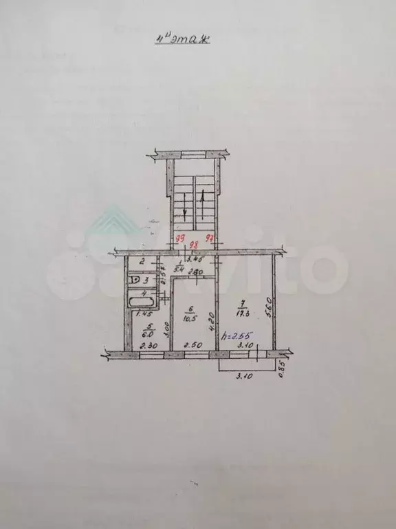 2-к. квартира, 44 м, 4/5 эт. - Фото 0
