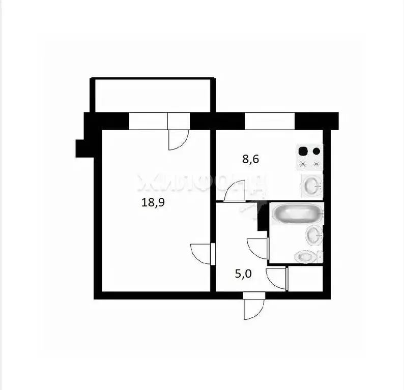 1-к кв. Новосибирская область, Новосибирск ул. Титова, 238/2 (37.0 м) - Фото 0