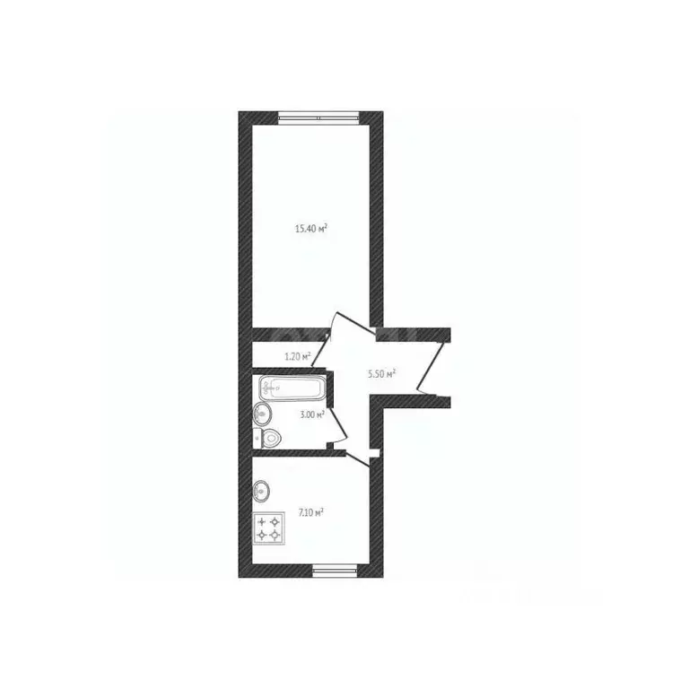 1-к кв. Брянская область, Брянск Ново-Дзержинский проезд, 45 (32.2 м) - Фото 1