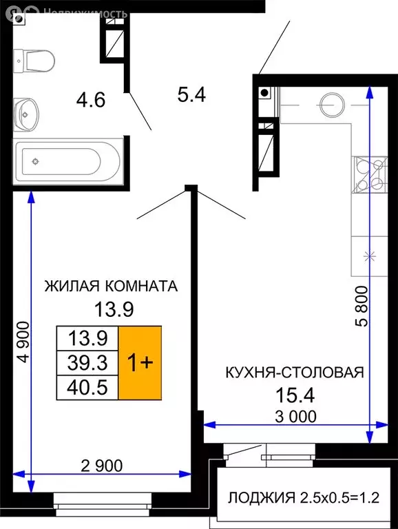 1-комнатная квартира: Краснодар, жилой комплекс Дыхание (40.5 м) - Фото 0