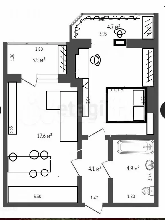 2-к. квартира, 50 м, 2/5 эт. - Фото 0