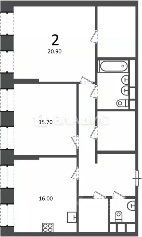 2-к кв. Москва ул. Светланова, 11к2 (88.2 м) - Фото 2