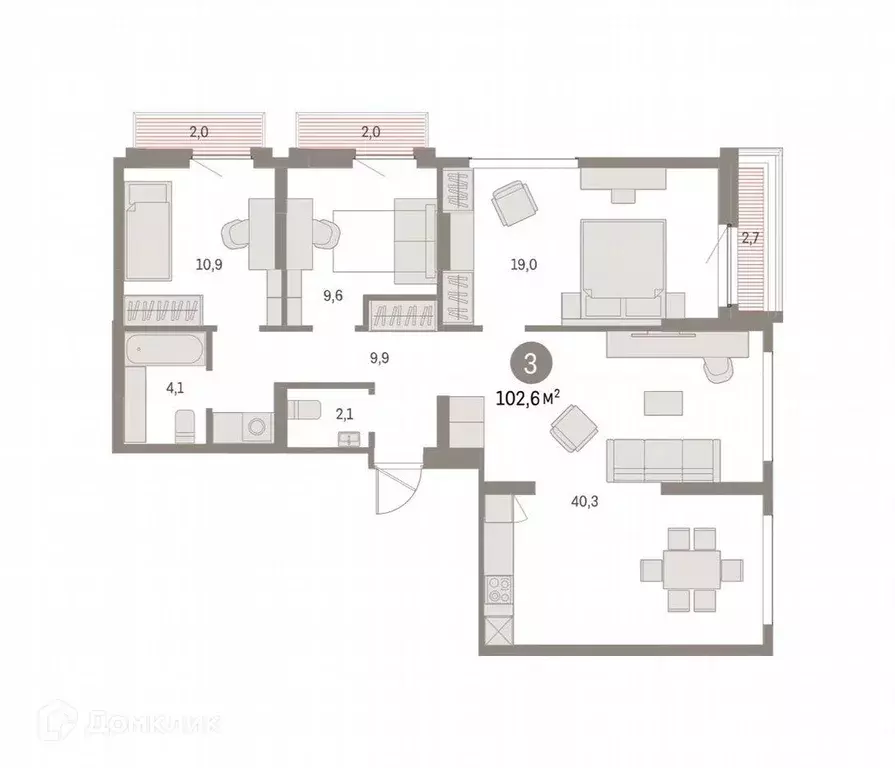Продаётся 3-к квартира, 102.6 м - Фото 0