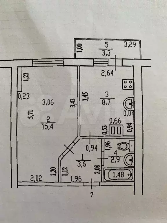 1-к. квартира, 35 м, 1/3 эт. - Фото 0