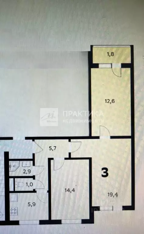 3-к кв. Москва бул. Матроса Железняка, 15/9 (58.3 м) - Фото 2